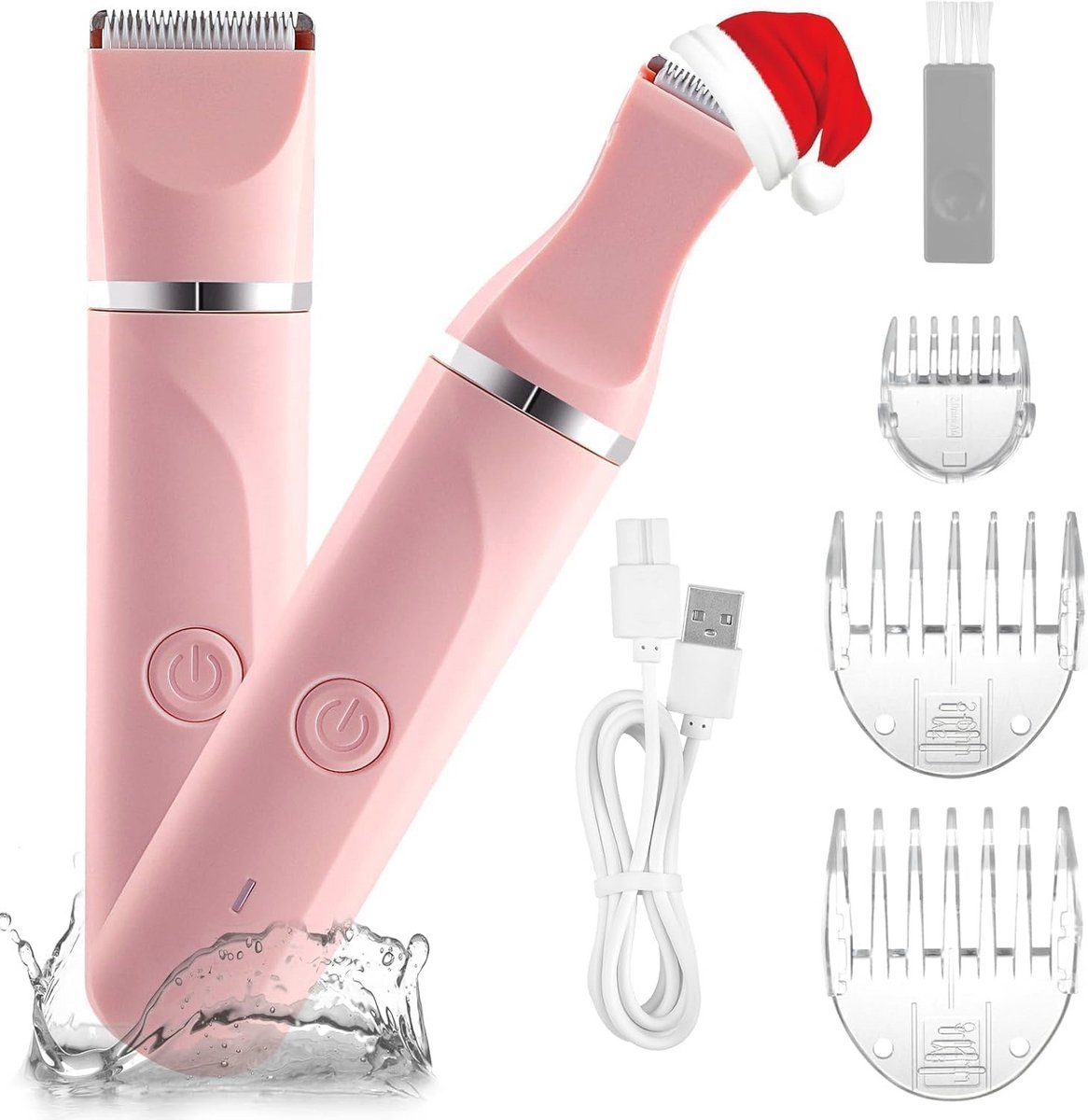 Oplaadbaar Intiem Scheerapparaat voor Dames - Waterdichte Bikini- en Lichaamstrimmer in Roze