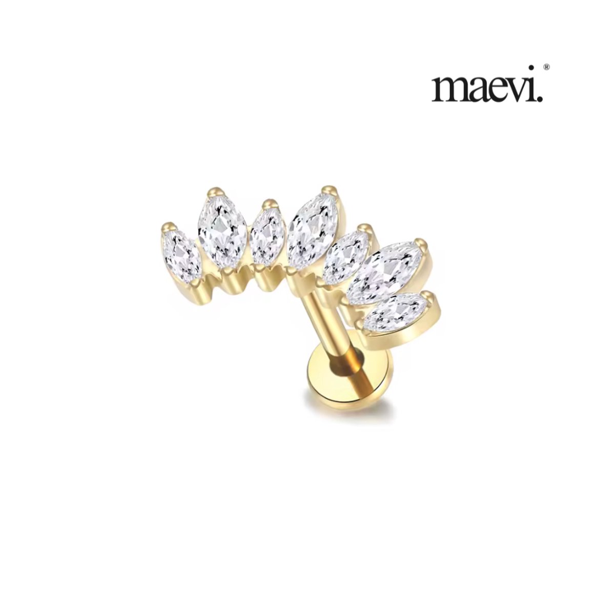 Maevi® Piercing voor Oor - Kleur: Goud - Formaat: 12 x 6 MM - Titanium - Tragus / Kraakbeen / Helix / Conch - Oorpiercing - Piercing Sieraad - Hoge Kwaliteit - Labret Piercing - Luxe Sieraad - Oorbellen