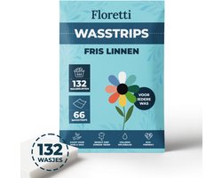 Floretti – Milieuvriendelijke Wasstrips – Fris Linnen – 132 wasbeurten – Wasstrips / Wasmiddeldoekjes / Wasdoekjes / Wasvellen / Laundry Sheets – Vegan – Voor alle kleuren en soorten was