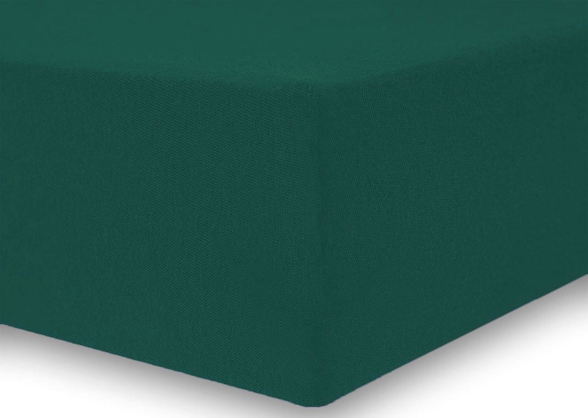 Universeel - Jersey Hoeslaken met Elastiek - Flessengroen - 160x200 cm - Hoogte 25 cm - Zacht & Elastisch