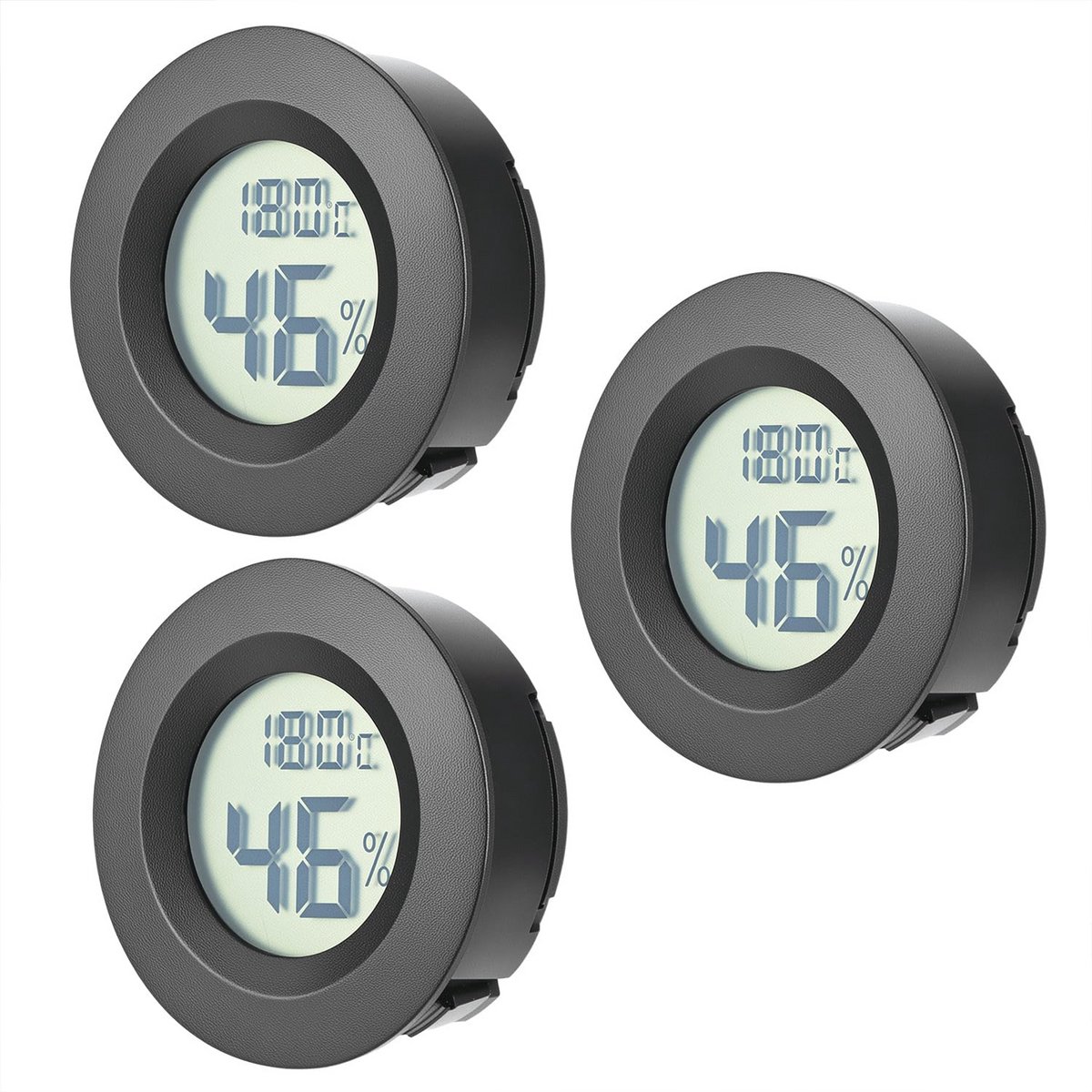 Digitale Hygrometer Thermometer - 3 Stuks Mini Temperatuur- en Luchtvochtigheidsmeters voor Woonkamer, Kas, Wijnkelder en Reptielenbak — cadeau in Cadeau-ideeën - foto 2
