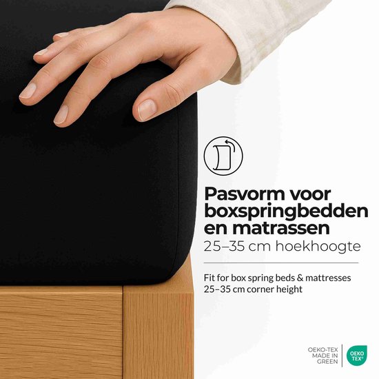 Hoeslaken etérea Extra Jersey 90x200 - 100x220 cm - Oekotex - 100% coton - jusqu'à 35 cm - Zwart
