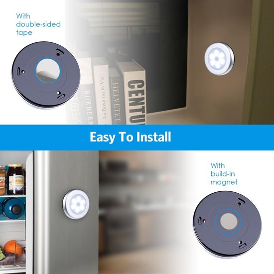 LED Bewegingssensorlamp - Bewegingssensorlampen - Magnetisch Nachtlampje Voor Binnen - Slimme Draadloze Nachtlampjes - Voor Kast, Keuken en Gang - 3 pack — afbeelding 3