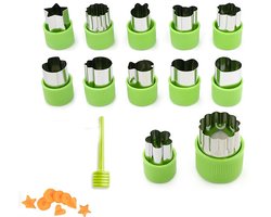 Uitsteekvorm - 12 Stuks - Rvs Snijder Met Pp-Handbescherming - Fruit Uitsteekvormen - Sandwich Cutter - Uitsteekvormpjes Klein - Keukengereedschap - Geschikt Voor Bakken, Kinderlunch En Het Decoreren Van Gezonde Snacks - Grone