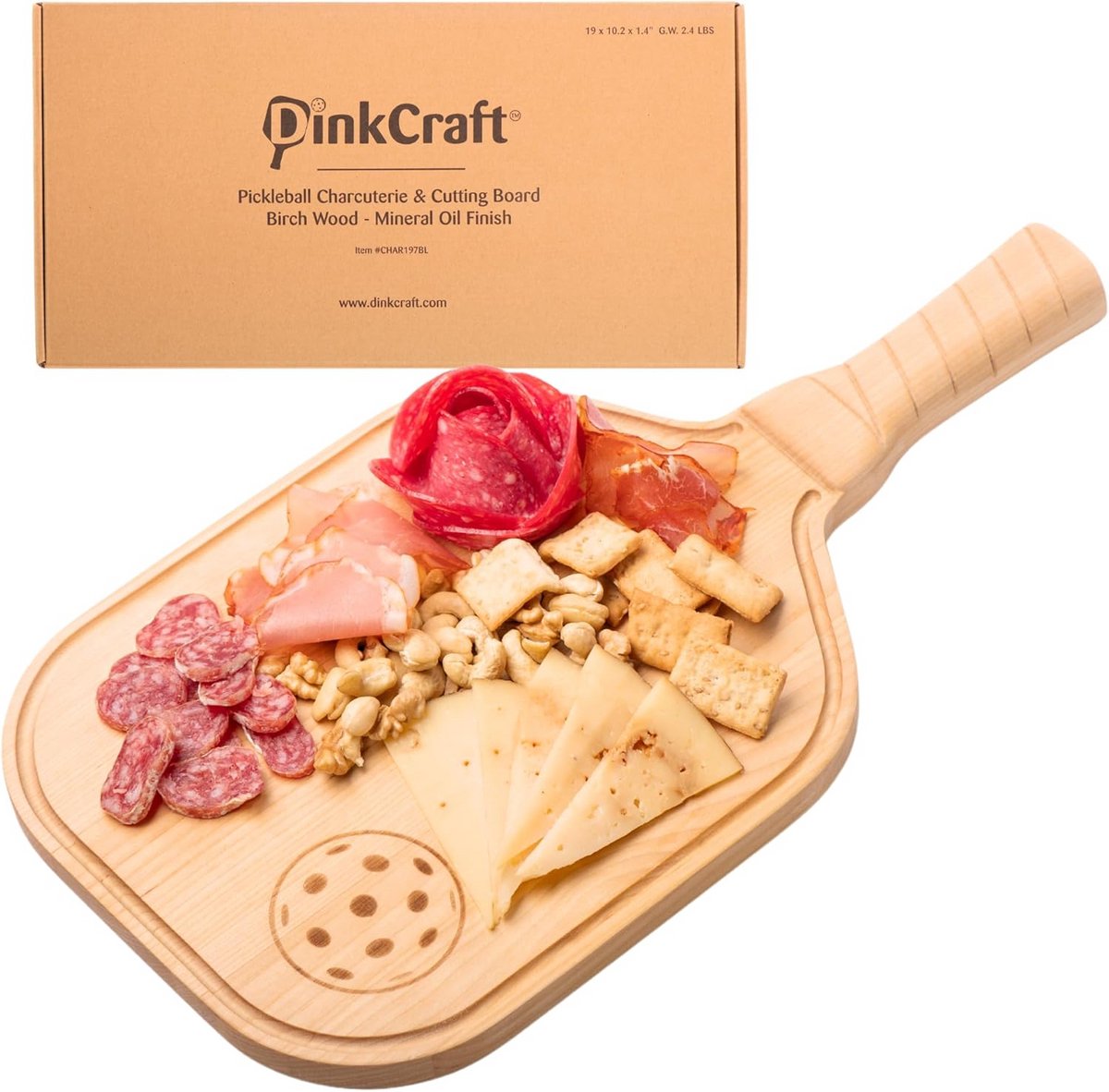 Charcuterie Bord 100% Berkenhout | Pickleball vorm | Cadeau voor Pickleball Liefhebbers | Handwasbaar | Slijtvast | Voor Kaasplank en Hapjes