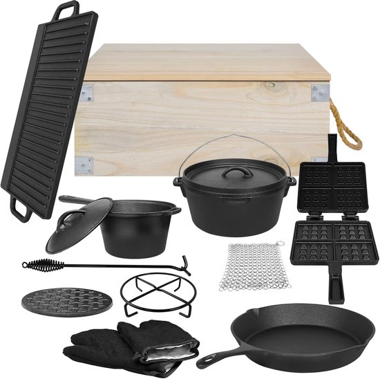 GUSSKÖNIG Dutch Oven Set [4,5L] - Ingebrande vuurpan met praktische