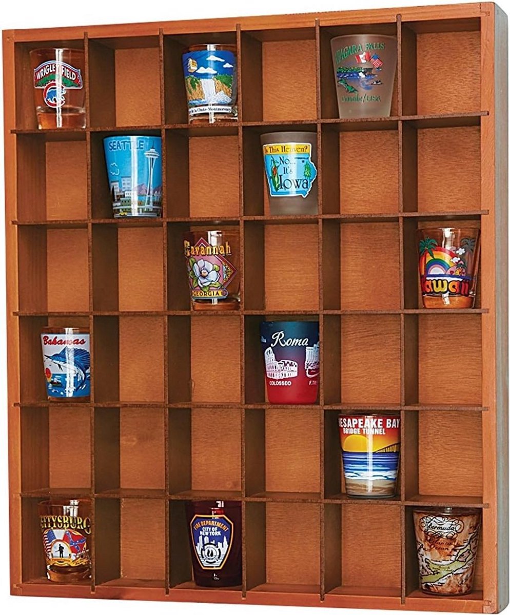 Houten Shotglazen Vitrine voor Muurmontage - Presenteer Uw Collectie