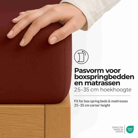 Hoeslaken etérea Extra Jersey 140x200 - 160x220 cm - Oekotex - 100% coton - jusqu'à 35 cm - Rouge