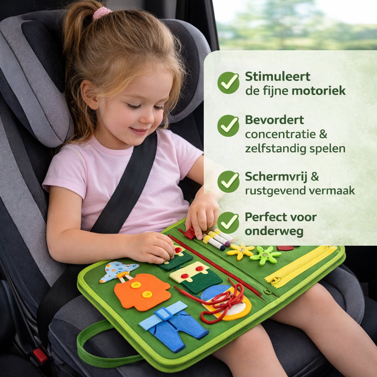Montessori Busy Board Boek - Bussy Board - vanaf 3 Jaar – Educatief Speelgoed – Motoriek - Cijfers & Ritsen – Montessori Boek - Speelgoed Auto - Speelgoed Voor Onderweg - — afbeelding 9