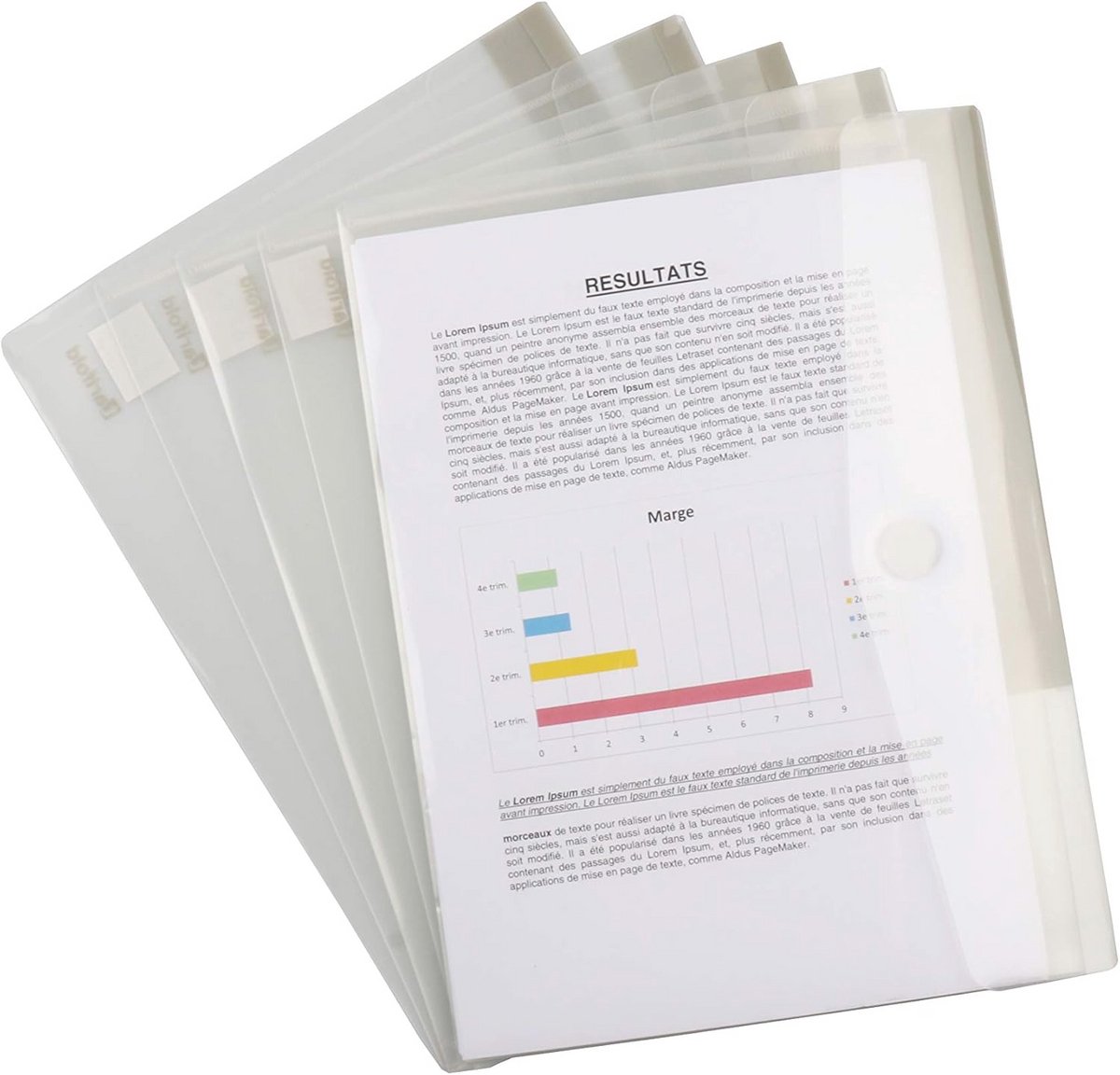 Transparante A4 documentenmappen - 5 stuks