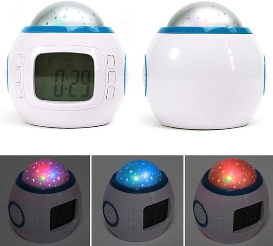 Digitale Kinderwekker met Sterrenprojector en Nachtlampje - Muziek en Sluimerfunctie — afbeelding 5