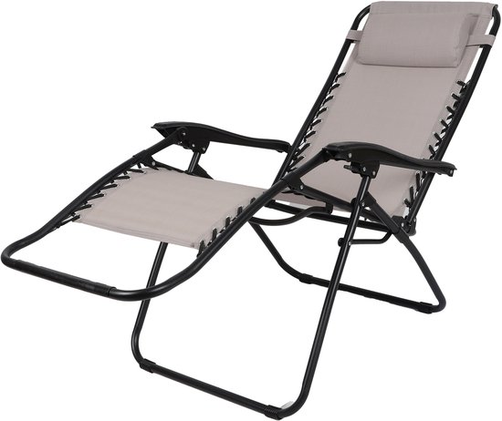 "LE PLAYA" SET VAN 2 RELAXFAUTEUILS TAUPE L176X64 X H108/46CM — afbeelding 2