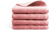 DoubleLife Handdoeken 50x100 cm - Set van 4 - 100% Katoen, waarvan 50% Gerecyclede Katoen - GRS Gecertificeerd - Powder Pink
