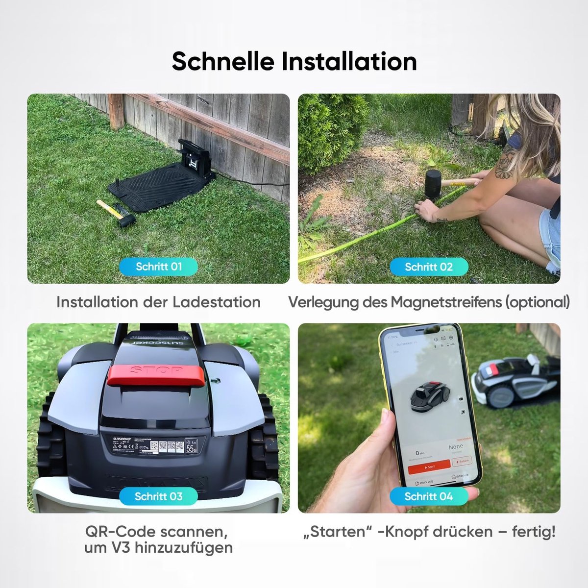 V3 Plus Robotmaaier – 1000 m², Vision AI Double Eye, Hellingshoek 42%, App-Control, Eén-klik Maaien, Waterdicht IPX5, Stil 55 dB, Zilvergri