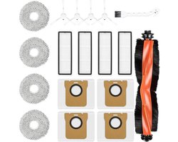 18-delige veegrobot-accessoires, Geschikt voor Xiaomi Robot Vacuum X20+/X20 Plus robotstofzuiger, 1 hoofdborstel, 4 stofzakken, 4 zijborstels, 4 filters, 4 reinigingsdoeken en 1 reinigingsborstel