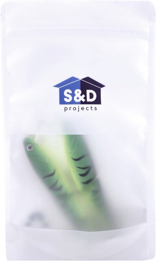 S&D - Kunstaas Swimbait - 2 stuks - 15g 10cm - Roofvissen - Groen - Rammelaar - Dubbele dreg van S&D — afbeelding 3