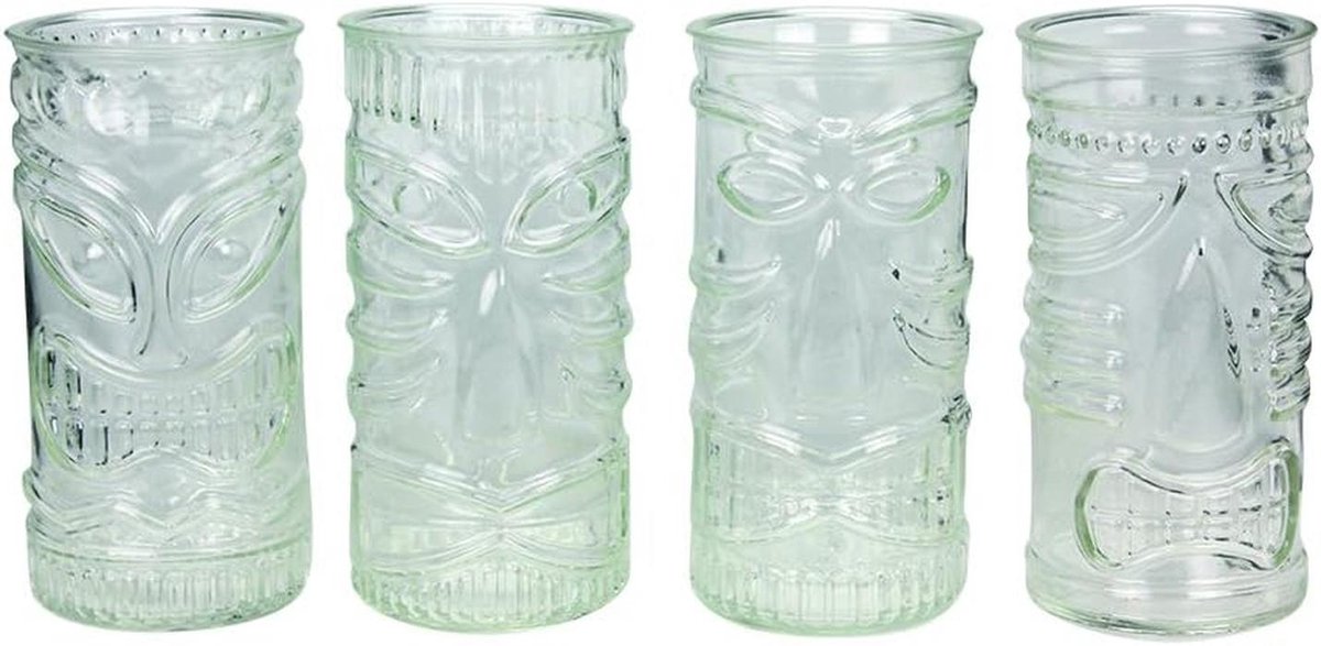 Set van 4 Tiki Bar Cocktailglazen - Tropisch Design 350 ml