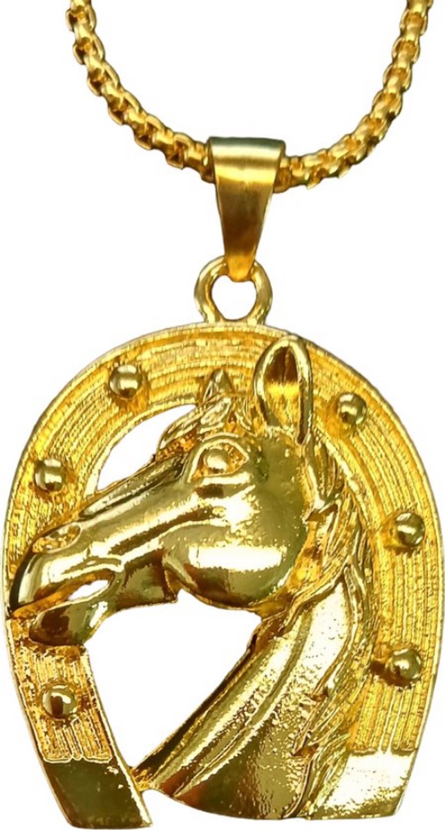 My Sweet Romance® Paarden Ketting - Goud & Zilver met Hoefijzer en Paardenhoofd Hanger