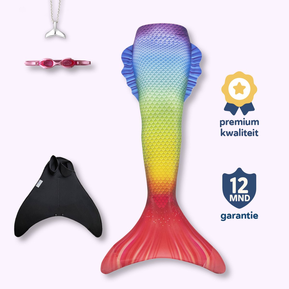 Bol.com Happy zeemeerminstaart maat 134-140 - monovin met voetvakken - zwembril en ketting aanbieding