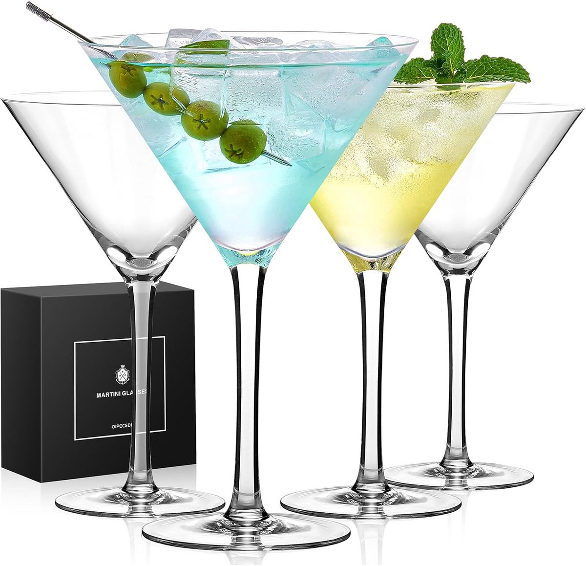 Set van 4 Kristallen Cocktailglazen - 255ml Handgeblazen Martini Glazen