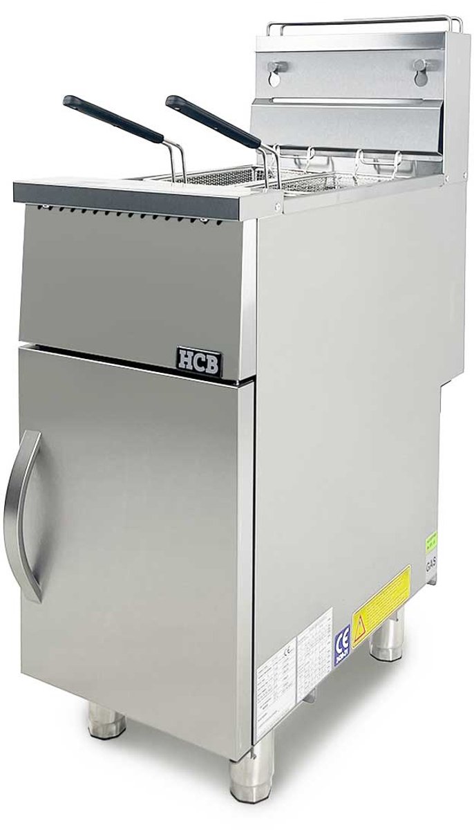 HCB® - Professionele grote Horeca frituurpan - Friteuse - aardgas - 21 liter - RVS / INOX frietketel - frietpannen - frietpan - 87x40x58 cm (DxBxH) - 33580W - 7248