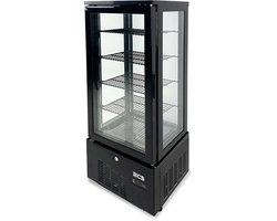 HCB® - Professionele Horeca Gebaksvitrine - 92 liter - zwart - 230V - Koelvitrine - 39.8x43.4x115.4 cm (DxBxH) - 48 kg - 8815