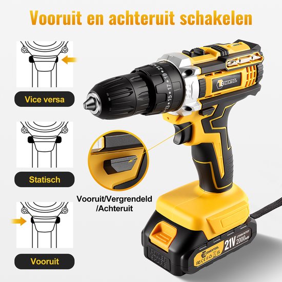 CONENTOOL Accuboormachine - 42Nm Accu Schroefboormachine - 21V