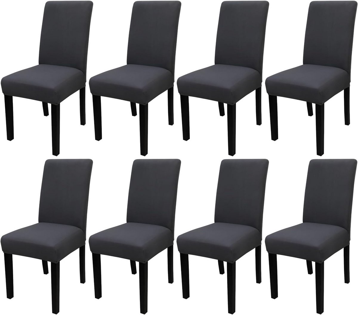 Set van 8 Hoge Stretch Eetkamerstoelhoezen - Afneembaar en Wasbaar