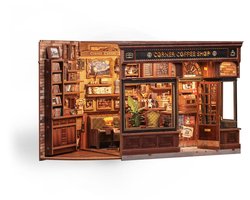 CuteBee Book Nook - Modelbouw - Houten 3D Puzzel - DIY Bouwpakket Volwassenen - Boekensteun - Boekenhouder - Corner Coffee Shop
