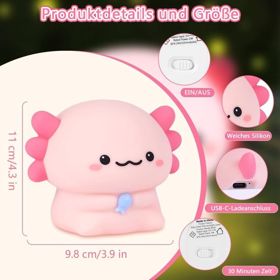 OYLCDI LED Nachtlampje voor Kinderen - Touchlamp - Dimbaar Zacht Licht, Siliconen, Met Timer - Ideaal als Kerstcadeau voor Kinderkamer van Merkloos — afbeelding 3