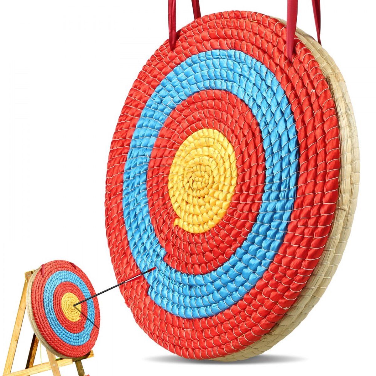 Boogschietdoel - Traditionele stro doelschijf - Diameter 50,8 cm - Handgemaakt - Ophangbaar - Voor recurve, compound en longbow - Voor jeugd en volwassenen