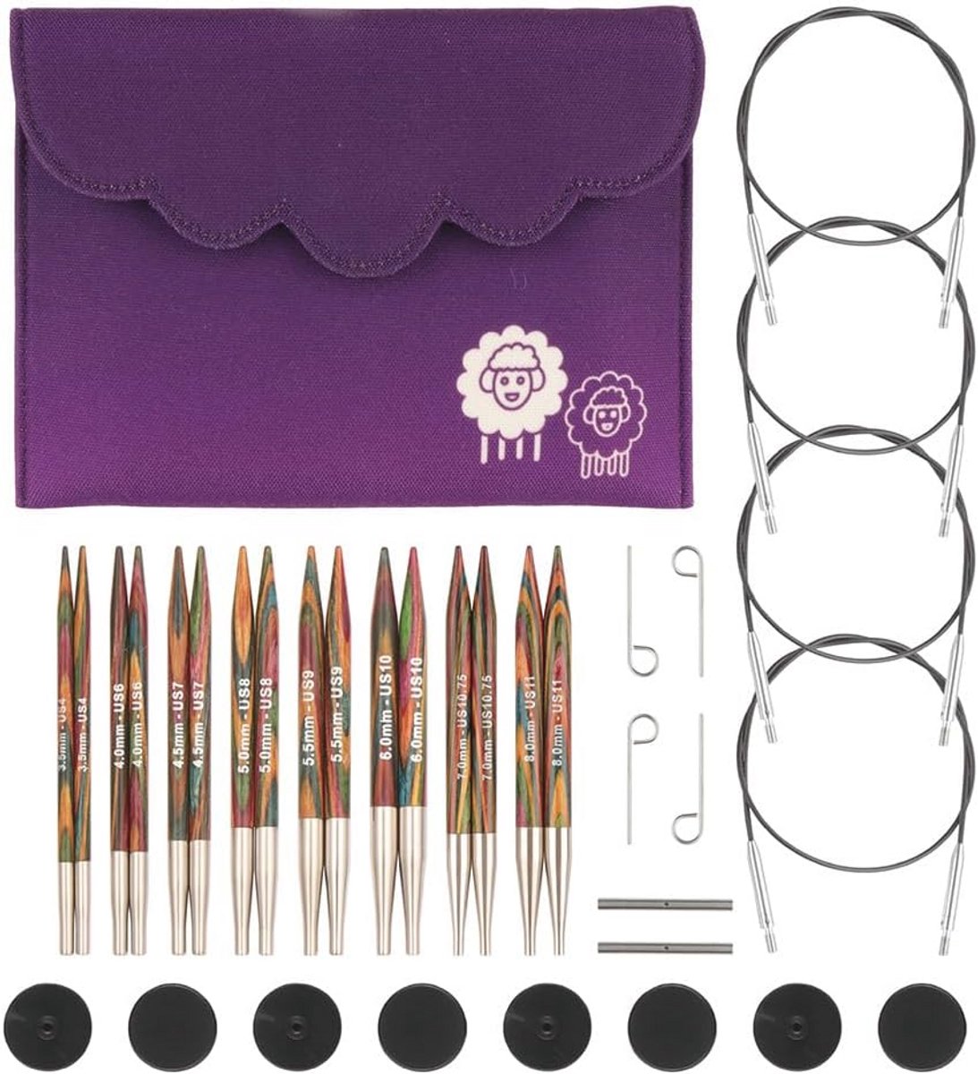 Interchangeable circular knitting needles tips luxury set 3.5-8 mm
