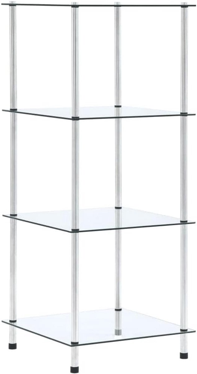 4-Laags Glazen Vitrine - Moderne Opbergrek voor Woonkamer, Kantoor en Badkamer