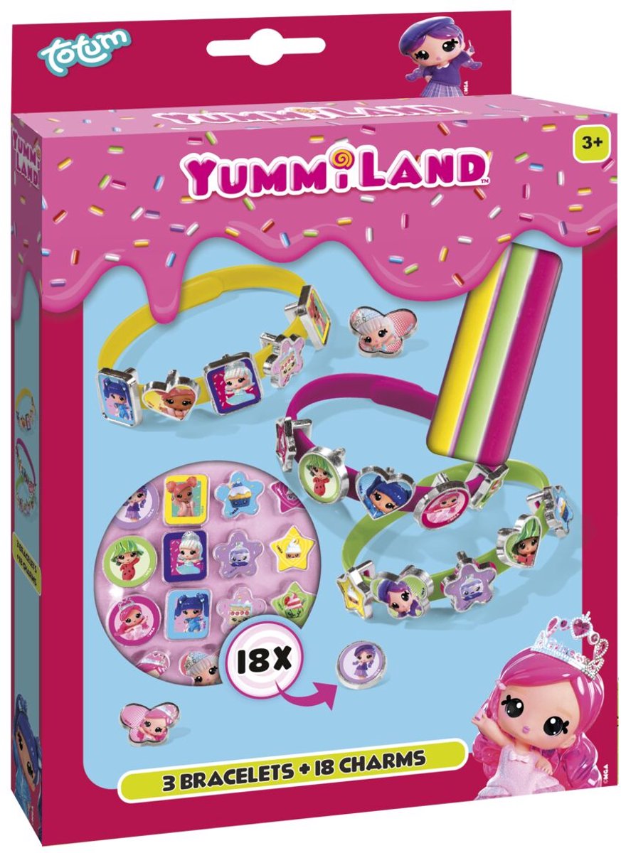 Yummiland Totum 3 armbandjes maken met 18 schuif bedels - speelgoed meisjes vanaf 3 jaar - sieraden knutselset