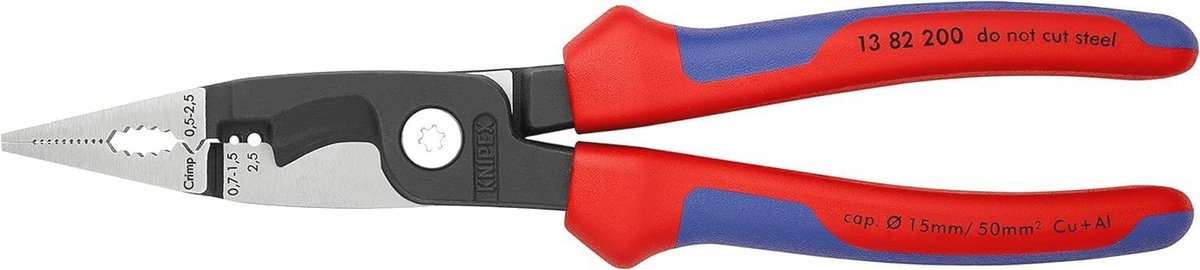 Multifunctionele elektrische installatietang 200 mm voor kabelsnijden en strippend