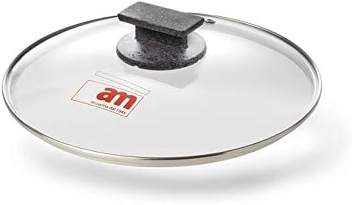 Glazen Steelpan Deksel met Steenlook Handvat 16 cm