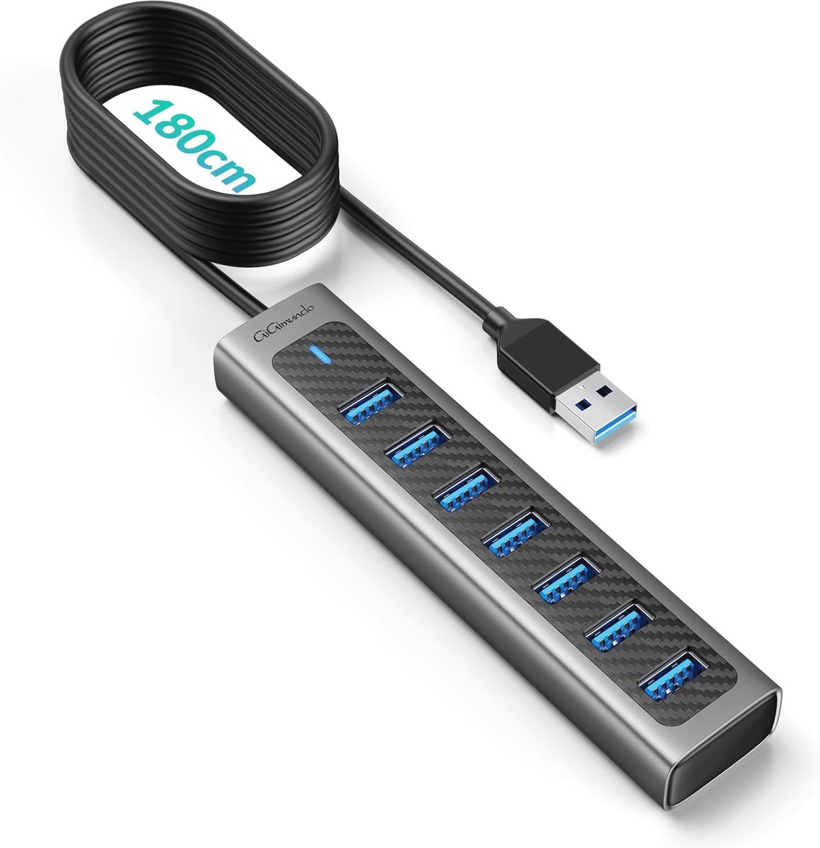 USB Hub 7-poorts Aluminium 3.0 met Type-C Aansluiting en 1,8 m Kabel