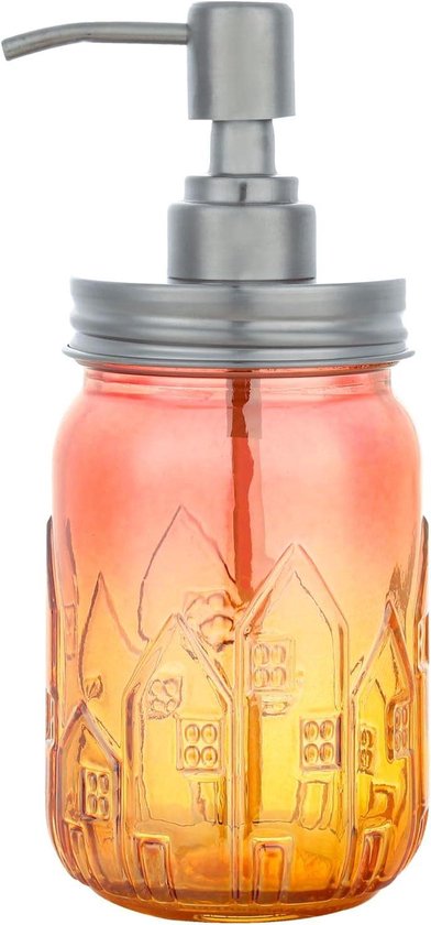 JASAI Diamond Design glazen zeepdispenser met 304 roestvrijstalen zeeppomp, 340 ml keukenzeepdispenser voor badkamer, handzeep, afwasmiddel (grijs