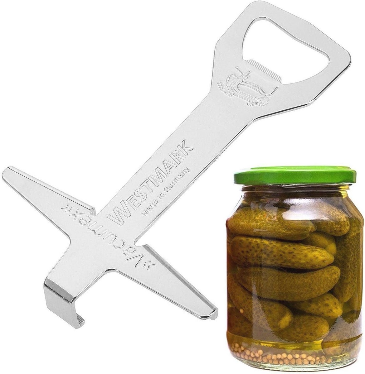 Deksels en flessen openen met een praktische opener van verchroomd staal