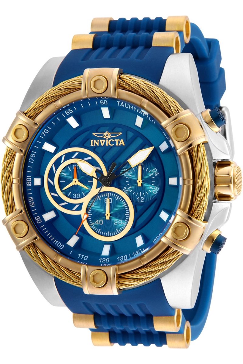 Invicta Bolt 25529 Heren Horloge - Waterdicht - Analoog - Quartz Uurwerk - Roestvrij Staal met blauwe Wijzerplaat - 52mm