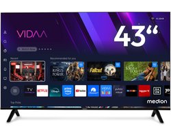 MEDION 108 cm (43″) QLED Ultra HD TV (Smart-TV, 4K, Dolby Vision HDR, VIDAA Store, Prime Video, Disney+, DAZN, Paramount+, Dolby Atmos, HbbTV, PVR, Bluetooth, MD 843601)