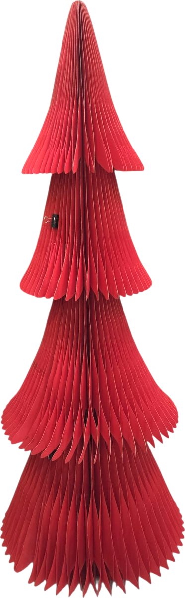 Only Natural papieren kerstboom XL in het rood met gouden verf 150 x 60 cm kerst decoratie - Honeycomb boom - paper honeycomb tree with paint