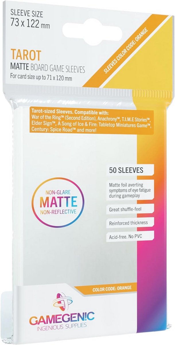 Matte Tarot-Sized Kaartbeschermers 73 x 122 mm - Transparant (50 Stuks)