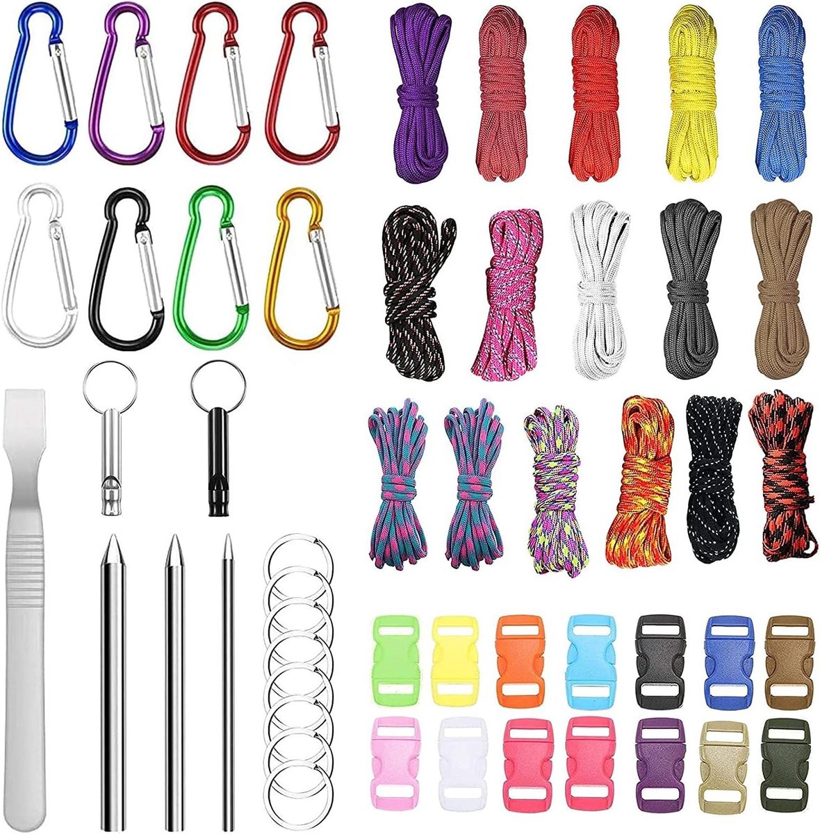 Allecta - Paracordset met paracord 550 koord, nylon koord, doe-het-zelf armband maken, touw voor sleutelhangers