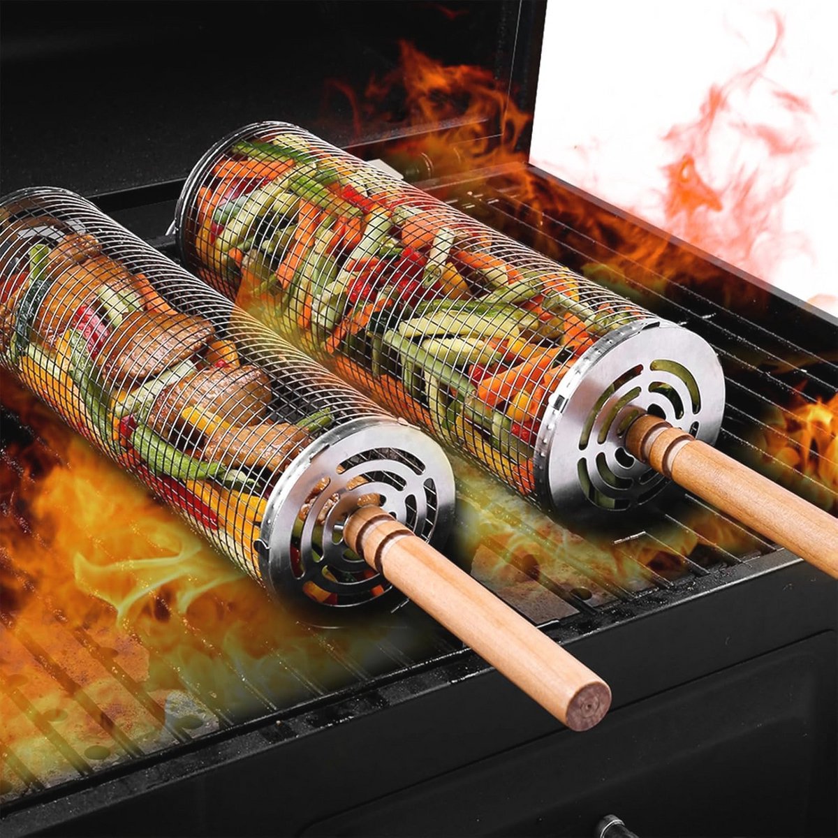 Grillmandenset van roestvrij staal - 2 stuks