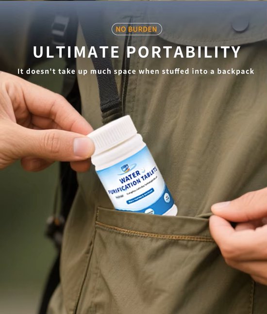 Waterzuiveringstabletten 100 stuks — Drinkwater Tabletten voor Camping, Reizen & Noodgevallen. — afbeelding 4