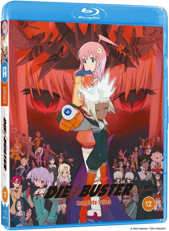De hoes van Diebuster Complete Series Blu-ray, met anime-personages en de titel in het rood en oranje.