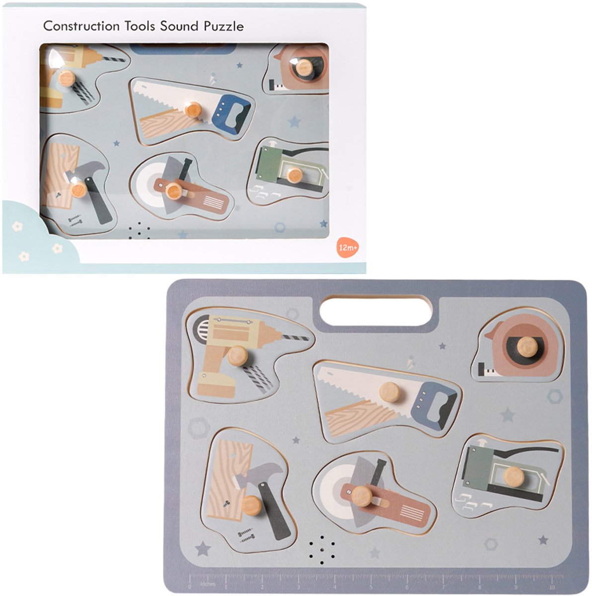 Speelgoedtopdeals - Houten Geluidenpuzzel Gereedschap - Geluid - Klussen