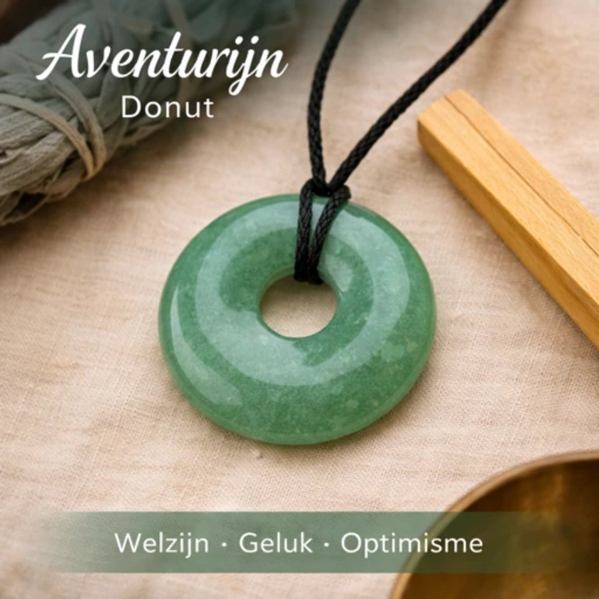 S4H - Gepolijste Donutvormige Aventurijn Edelsteen 30 mm