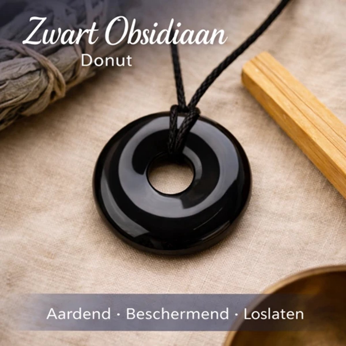 Zwarte Obsidiaan Donut 3 cm – Beschermende Natuursteen Hanger | Amulet